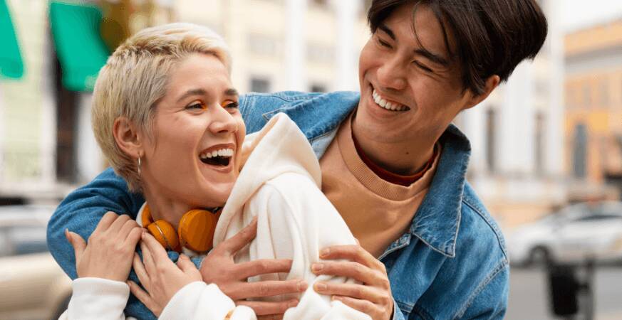 young couple smiling