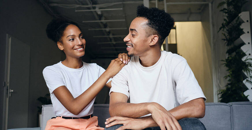 Happy Couple Supporting Each Other